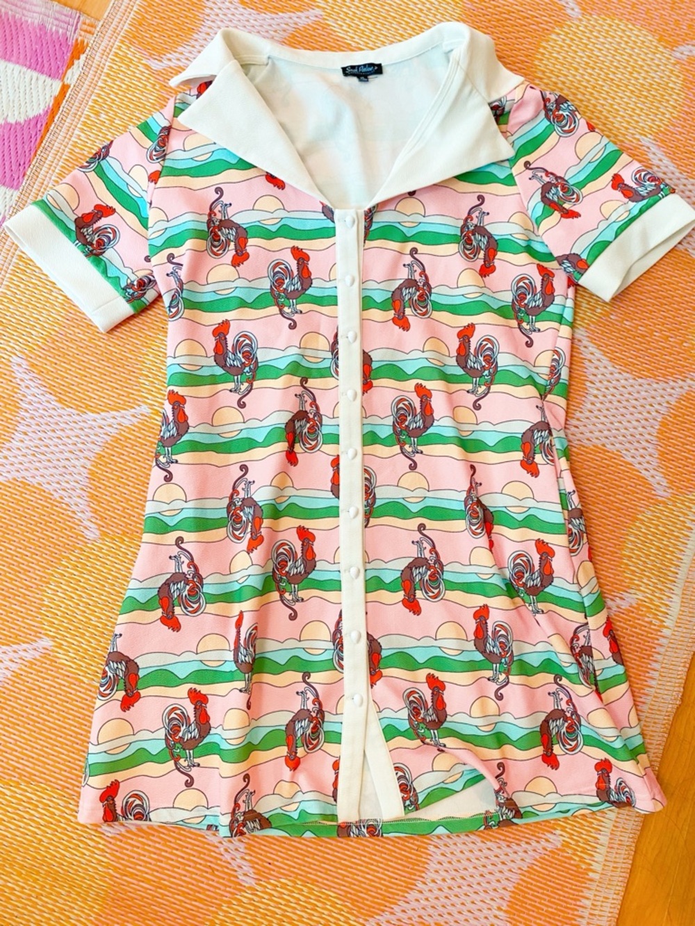 Unique Vintage Smak Parlour Groovy Rooster Dress XL